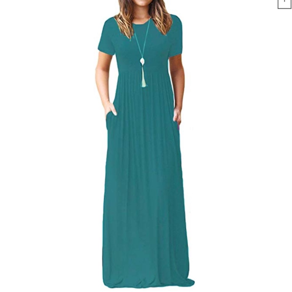 Women's Short Sleeve Maxi Dress with Pockets